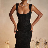 Women's Printed Suspender Tube Top Sexy Hot Girl Temperament Backless Fishtail Dresses