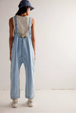 Women's V-Neck Casual Overalls Denim Jumpsuit With Pocket