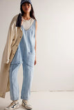 Women's V-Neck Casual Overalls Denim Jumpsuit With Pocket