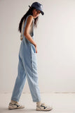 Women's V-Neck Casual Overalls Denim Jumpsuit With Pocket