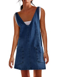 Women's Denim Suspender Pocket Adjustable Mini Dresses