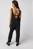 Women's V-Neck Casual Overalls Denim Jumpsuit With Pocket