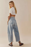 Women's High Waist Loose Raw Edge Jeans