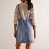 Women's Denim Suspender Pocket Adjustable Mini Dresses