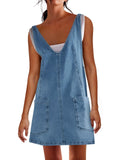 Women's Denim Suspender Pocket Adjustable Mini Dresses