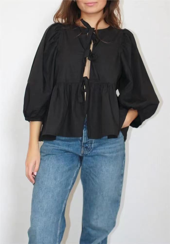 Women's Sweet Casual Tie Striped Tops