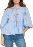 Women's Sweet Casual Tie Striped Tops