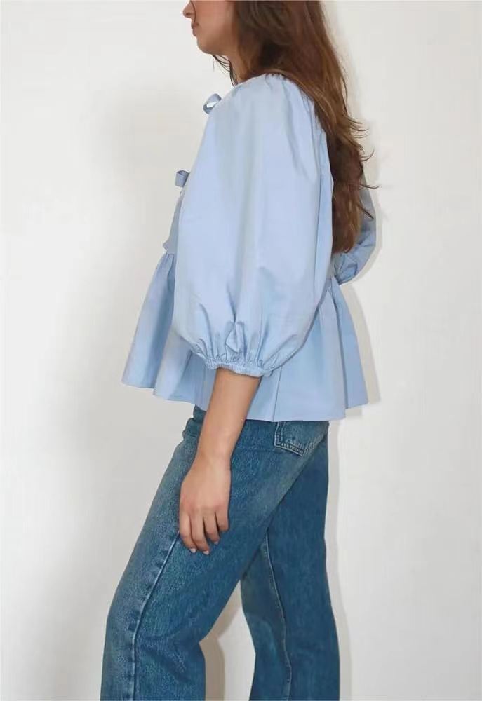 Women's Sweet Casual Tie Striped Tops