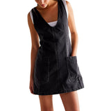 Women's Denim Suspender Pocket Adjustable Mini Dresses