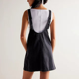Women's Denim Suspender Pocket Adjustable Mini Dresses