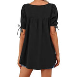 Womens Square Neck Babydoll Tops Summer Puff Short Sleeve Tunic Shirts Casual Loose Fit Blouse
