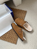 Kimemoda Women's Suede Thick-soled Fur Shoes Birkenstock Fur Slippers