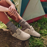 Kimemoda Women's Suede Thick-soled Fur Shoes Birkenstock Fur Slippers