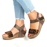 Kimemoda Womens Leopard Wedge Platform Slip On Sandals