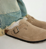 Kimemoda Women's Suede Thick-soled Fur Shoes Birkenstock Fur Slippers