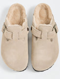 Kimemoda Women's Suede Thick-soled Fur Shoes Birkenstock Fur Slippers