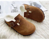 Kimemoda Women's Suede Thick-soled Fur Shoes Birkenstock Fur Slippers