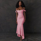 Women's Printed Suspender Tube Top Sexy Hot Girl Temperament Backless Fishtail Dresses