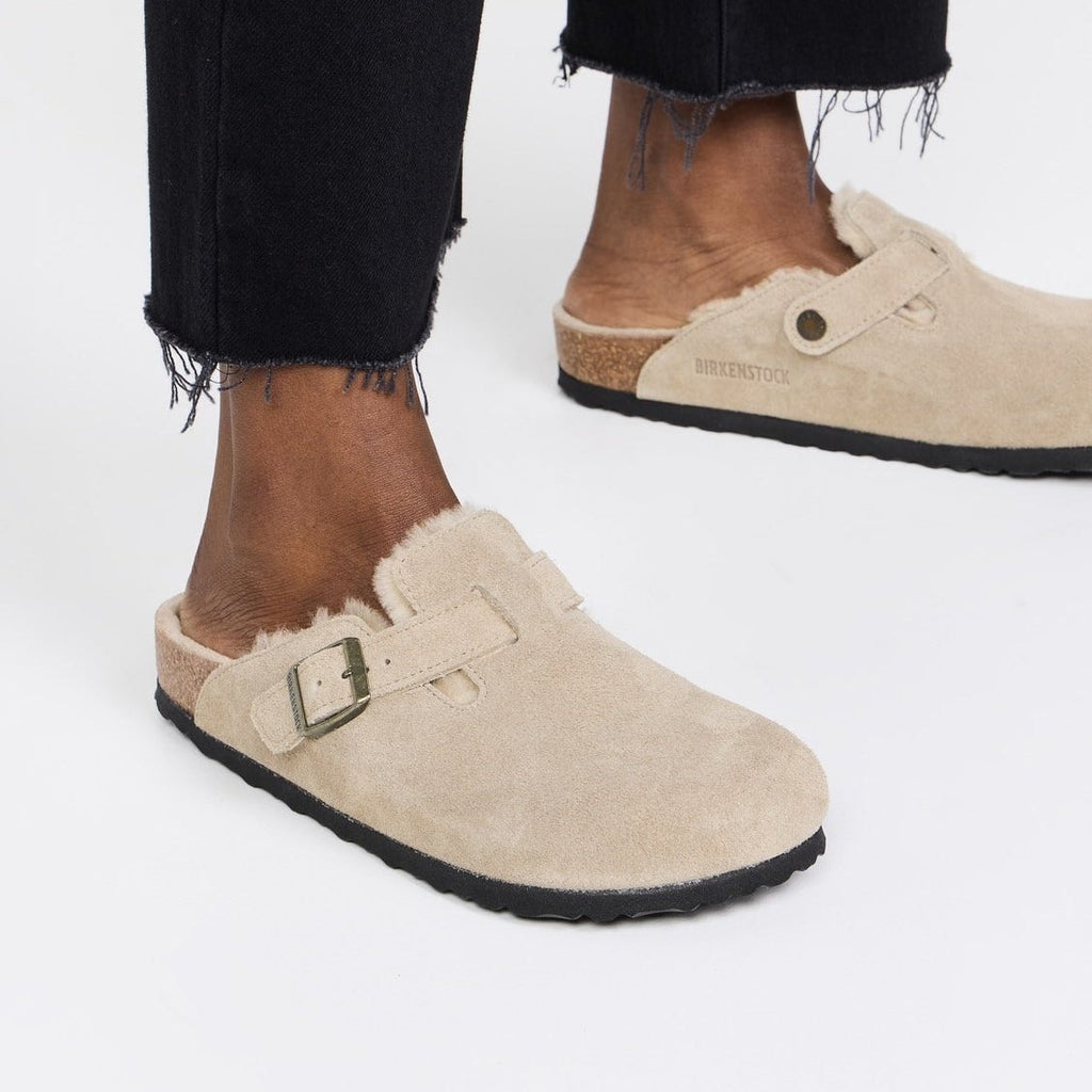 Kimemoda Women's Suede Thick-soled Fur Shoes Birkenstock Fur Slippers