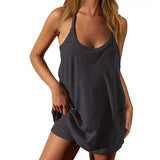 Women's Summer Mini Dress Casual Workout Tennis Dress with Shorts Sleeveless Althletic Dresses