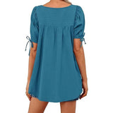 Womens Square Neck Babydoll Tops Summer Puff Short Sleeve Tunic Shirts Casual Loose Fit Blouse