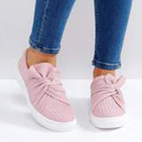 Kimemoda Women Bow Knitted Twist Sneakers Slip On Walking Shoes