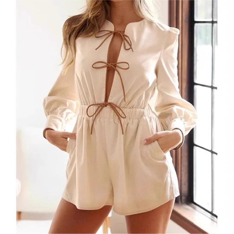 Women's Sexy Wind Onesie Sexy Strap Bow Three-Point Jumpsuit