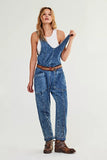 Women's V-Neck Casual Overalls Denim Jumpsuit With Pocket