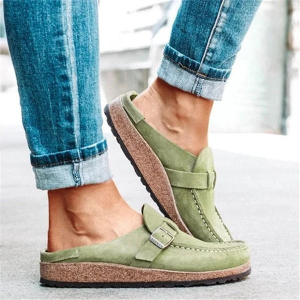 Kimemoda Womens Casual Comfy Leather Mules Slip On Sandals