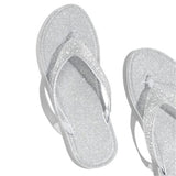 Kimemoda Womens Silver Summer Flip Flops Fashion Rhinestone Seaside Slides