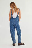 Women's V-Neck Casual Overalls Denim Jumpsuit With Pocket