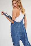 Women's V-Neck Casual Overalls Denim Jumpsuit With Pocket