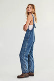 Women's V-Neck Casual Overalls Denim Jumpsuit With Pocket