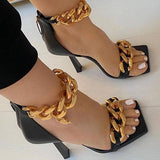 Kimemoda Womens Trendy Punk High Heels Back Zipper Sandals