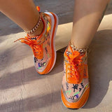 Kimemoda Womens Personalized Graffiti Stitching Lace Up Sneakers