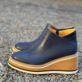 Kimemoda Women Solid Color Wedge Ankle Boots