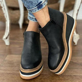 Kimemoda Women Solid Color Wedge Ankle Boots