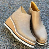 Kimemoda Women Solid Color Wedge Ankle Boots