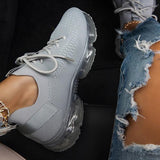 Kimemoda Flying Woven Air Cushion Sneakers Lace Up Walking Shoes