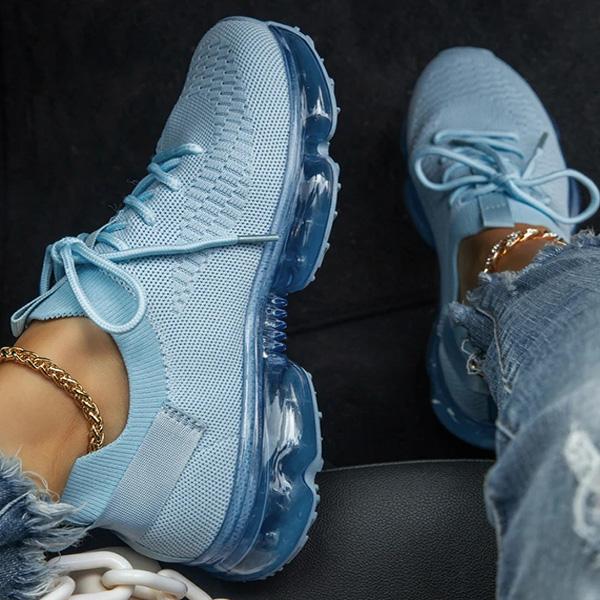 Kimemoda Womens Woven Air Cushion Sneakers Lace Up Running Shoes