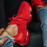 Kimemoda Womens Woven Air Cushion Sneakers Lace Up Running Shoes