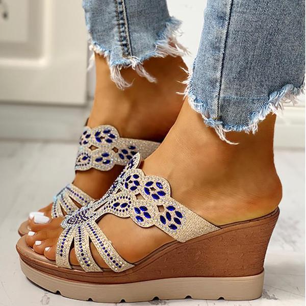 Kimemoda Womens Platform Wedge Casual Perforated Slip On Sandals
