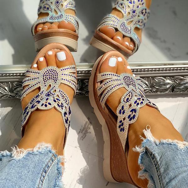 Kimemoda Womens Platform Wedge Casual Perforated Slip On Sandals