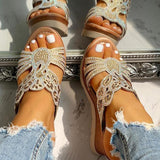 Kimemoda Womens Platform Wedge Casual Perforated Slip On Sandals