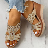 Kimemoda Womens Platform Wedge Casual Perforated Slip On Sandals
