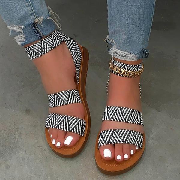 Kimemoda Womens Animal Print Flat Casual Sandals