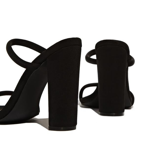 Kimemoda Womens Open Toe Slip On Sandals Chunky Block Heels Dress Party Pumps