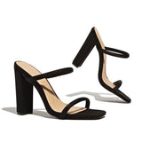 Kimemoda Womens Open Toe Slip On Sandals Chunky Block Heels Dress Party Pumps
