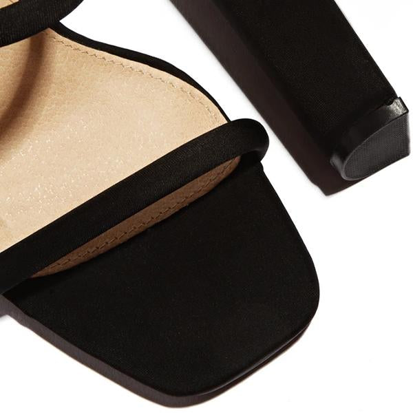 Kimemoda Womens Open Toe Slip On Sandals Chunky Block Heels Dress Party Pumps