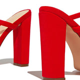 Kimemoda Womens Open Toe Slip On Sandals Chunky Block Heels Dress Party Pumps